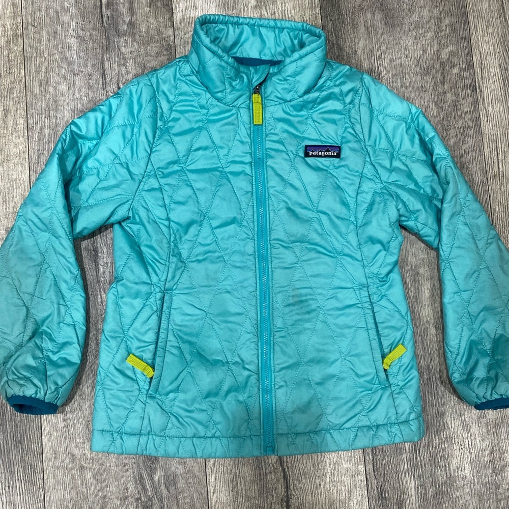 Patagonia Aqua Blue Jacket with Yellow Details